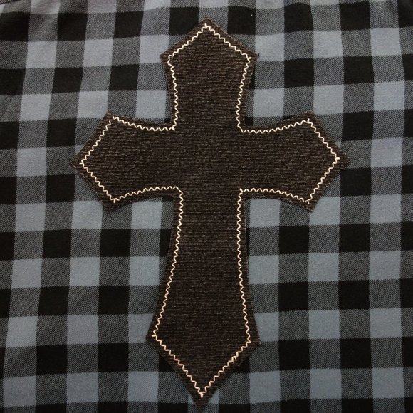 One-of-a-Kind Lands' End Vintage Unisex Flannel featuring Custom MadAndie Cross - Picture 3 of 6